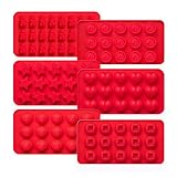 Kootek 6 Pieces Silicone Chocolate Molds, Reusable 90 Cavity Candy Making Mold Ice Cube Trays Candies Making Supplies for Chocolates Hard Candy Cake Decoration Soap Crayons Candles (Red)