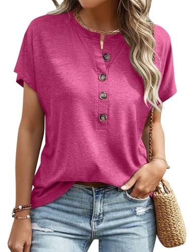 EADINVE Womens Short Sleeve Henley Shirt