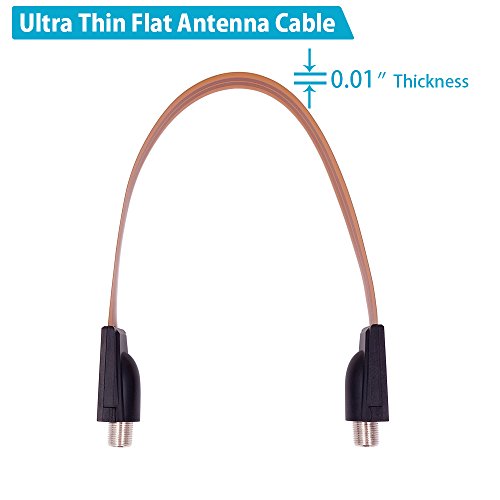 Fancasee (Ultra-Thin) Flat Coaxial Cable Wire Female to Female F Type Coax Connector Jack Cable for Door Windows Outdoor Cable Wire Antenna Lead-in Indoor (12.4 inch)
