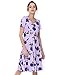 ZAFUL Women Short Sleeve V Neck Collect High Waist Knee Length Floral A-Line Dress