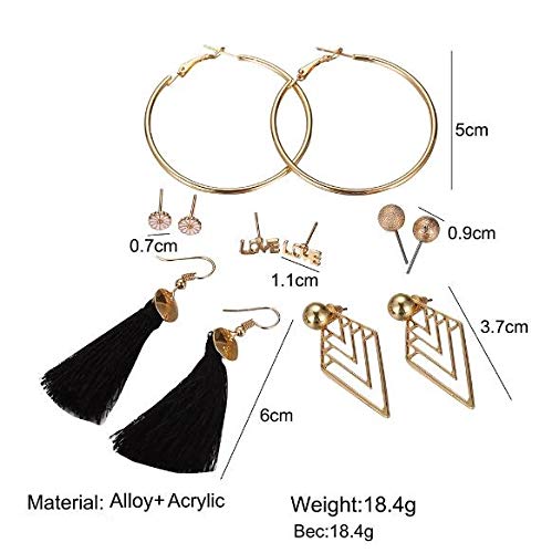 Auch 6 Pairs Assorted Multiple Tassel Stud Dangle Earring Set Dangl Fashion Jewelry for Women Girls