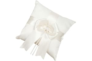 BESPORTBLE Wedding Ring Bearer Pillow Bowknot Design White Wedding Ring Cushion for Ceremony Party Decoration