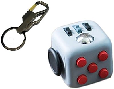 Fidget Cube Relieves Stress And Anxiety for Children and Adults Grey/Red With KeyChain
