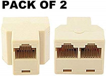 FEDUS 8P8C RJ45 CAT5 CAT6 Female Jack to 2X Female Jack Network LAN Cable T Adapter Line Connector Jointer Y Splitter rj45 Connector (Beige) - (Pack of 2 Pcs) by Tech-X