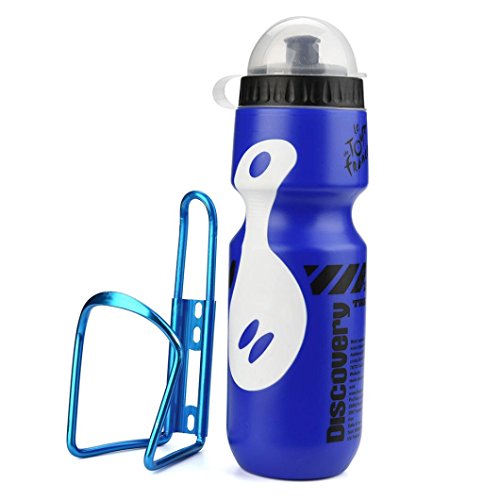 Binmer(TM) 650ML Outdoor Water Bottle ï¼† Holder Cage Rack Mountain Cycling Bike Bicycle Kit (Blue)