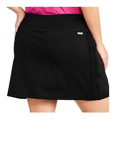 Women's Plus-size Performance Drawstring Skort w/ Ruched Siding Activewear (3X, Black) Apparel 