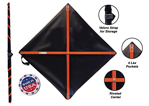 36" Non Reflective Fluorescent Vinyl Orange Roll-Up Warning Sign, 36" Width x 36" Length, 1/4"x3/16" Baton(Ribs), 4 Lexan Pockets ONE LANE ROAD AHEAD W20-4A