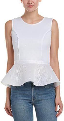 Maje Womens Mesh Peplum Top, 2, White