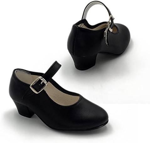 Dance Shoes for Women - Flamenca Shoes Strap - Made in Spain - Color - Black, Size