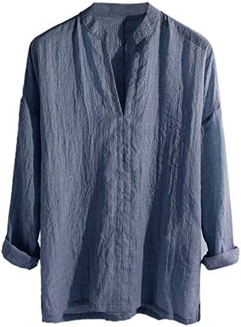 XQXCL Shirts for Men Causal Tshirt Breathable Summer Tee Tops Long Sleeve Loose Solid V-Neck Blouse Amazon Essentials