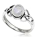 Chuvora 925 Sterling Silver 9 mm Genuine White Oval Moonstone Celtic Band Ring - Nickel Free Size 8