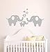 ANBER Elephant Family Wall Decal Removable Vinyl Wall Art Elephant Wall Decorative Unisex Sticker Baby Nursery Kids Room Wall Decor