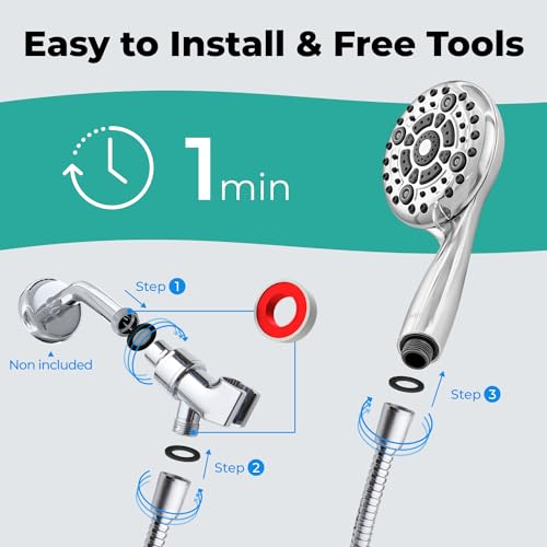 LOKBY High Pressure 6Settings Shower Head with Handheld 5'' Powerful