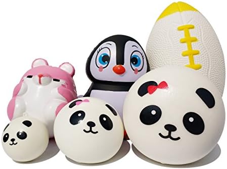 WAPAG Squishies Slow Rising Jumbo Football Kawaii Hamster Cute Penguin and Random 3 Size Pandas Stress Relief Cream Scented Toys for Kids or Adults (Style A)