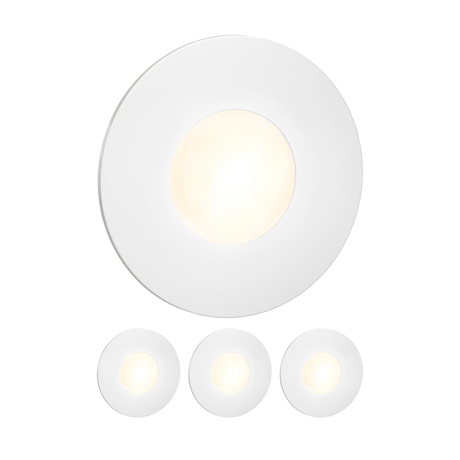 ledscom.de 4 LED Staircase Light/recessed wall Light FEX for Indoor and Outdoor use, Round, 85mm Ø, Warm White