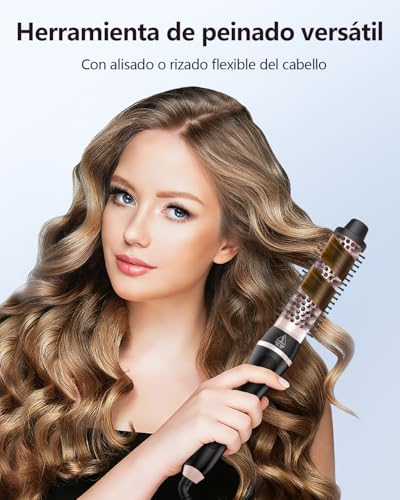 5 in 1 Curling Iron with Heat Brush and Interchangeable Ceramic Barrels (9mm-32mm), Curling Iron Set with Straightening Iron, Instant Heating, Dual Voltage, Gifts for Women
