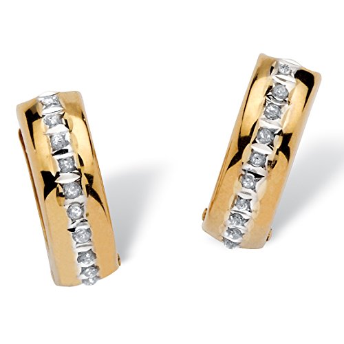 Diamond Accent 14k Yellow Gold Diamond Fascination Huggie Hoop Earrings