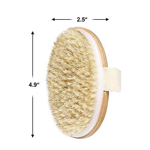 Bath Body Brush for Dry or Wet Brushing, Natural Bristle Shower Brush for Exfoliating Skin, Stimulating Blood Circulation, Massaging the Skin and Improving Skin Health, Set of 2