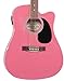 Pink Full Size Thinline Acoustic Electric Guitar With Free Gig Bag Case and Picks