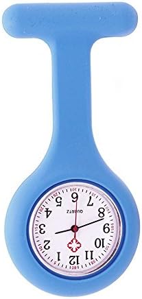 Naisicatar Medical Silicone Tunic Nurses Quartz Watch Battery Powered Waterproof Brooch Design Watches Sky Blue