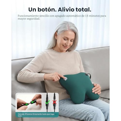 BOB AND BRAD EZBack Cervical and Back Massager with Heat, Shiatsu Massage Cushion for Neck, Shoulder, Lumbar, Relaxation at Home and Office, Ideal Gift