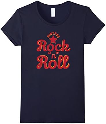Womens Vintage Rock N Roll Music Lover Band Musician Tshirt Tee Medium Navy