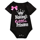 2 Styles Newborn Baby Girls Lovely Color Words Little Bow Short Romper Bodysuit (0-3 M, Black)