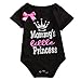 2 Styles Newborn Baby Girls Lovely Color Words Little Bow Short Romper Bodysuit (0-3 M, Black)
