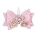 Hair Clips for Toddler, Oaoleer Baby Unicorn Bows Alligator Clip Barrette Glitter Hair Pins Accessories for Baby Girls (Unicorn Bow Clips)