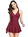 LALAVAVA Women's One Piece Swimsuit Ruched Tummy Control Skirted Swimdress Bathing Suit
