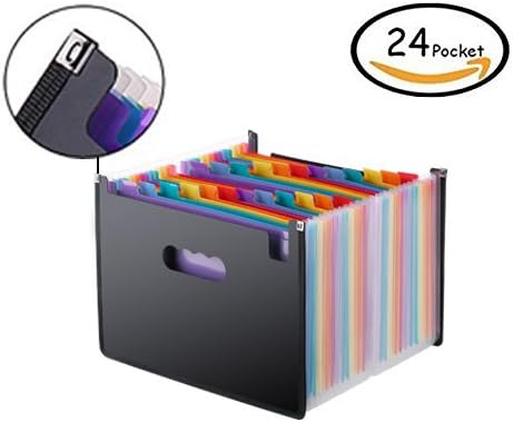 Expanding Files Box Accordion Folder, 24 Pocket A4 File Organizer Bag - FF24X02