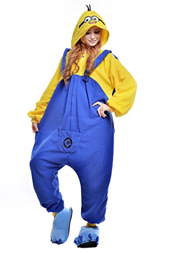 NEWCOSPLAYAdult Anime Unisex Pyjamas Halloween Onesie Costume (M, Minions)