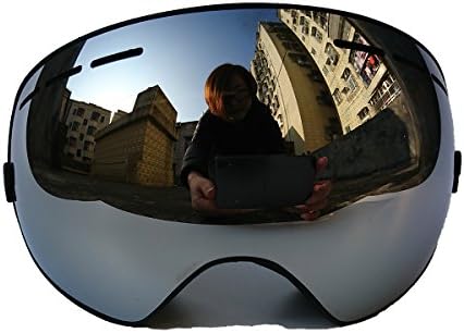 Frameless Snow Goggle with Detachable Doube Lens Ski Skate goggle Anti-fog Anti-scratch Lens for Adult
