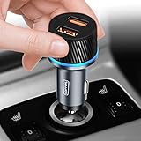 [4th-Gen] Quick Charger 3.0 36W USB Car Charger, TORRAS Aluminum Double Car Charger Works with iPhone 11 Pro Max/XR/X/Xs Max/8 Plus, Galaxy Note 10 Plus 5G/9+/S10/S9/S9+/S8/Google Pixel3/3a-Pewter