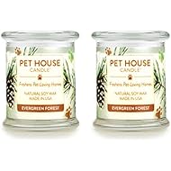 One Fur All 100% Natural Soy Wax Candle, 20 Fragrances - Pet Odor Eliminator, Up to 60 Hours Burn Time, Non-Toxic, Eco-Friendly Reusable Glass Jar Scented Candles â€“ Evergreen Forest - Pack of 2