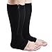 Zipper Compression Socks, Aniwon Open Toe Compression Socks Calf Leg Support Hose Stocking, Black, Large/X-large