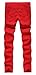 NITAGUT Men's Skinny Ripped Distressed Destroyed Slim Straight Fit Zipper Jeans with Holes Red-US 36