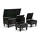 Simpli Home Dover 3-Piece PU Leather Rectangular Storage Ottomans, Espresso Brown
