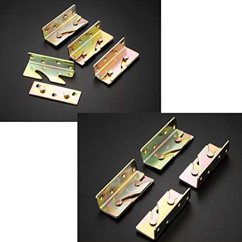 Socell 4 Sets Bed Rail Brackets Heavy Duty NoMortise Bed Rail Fittings