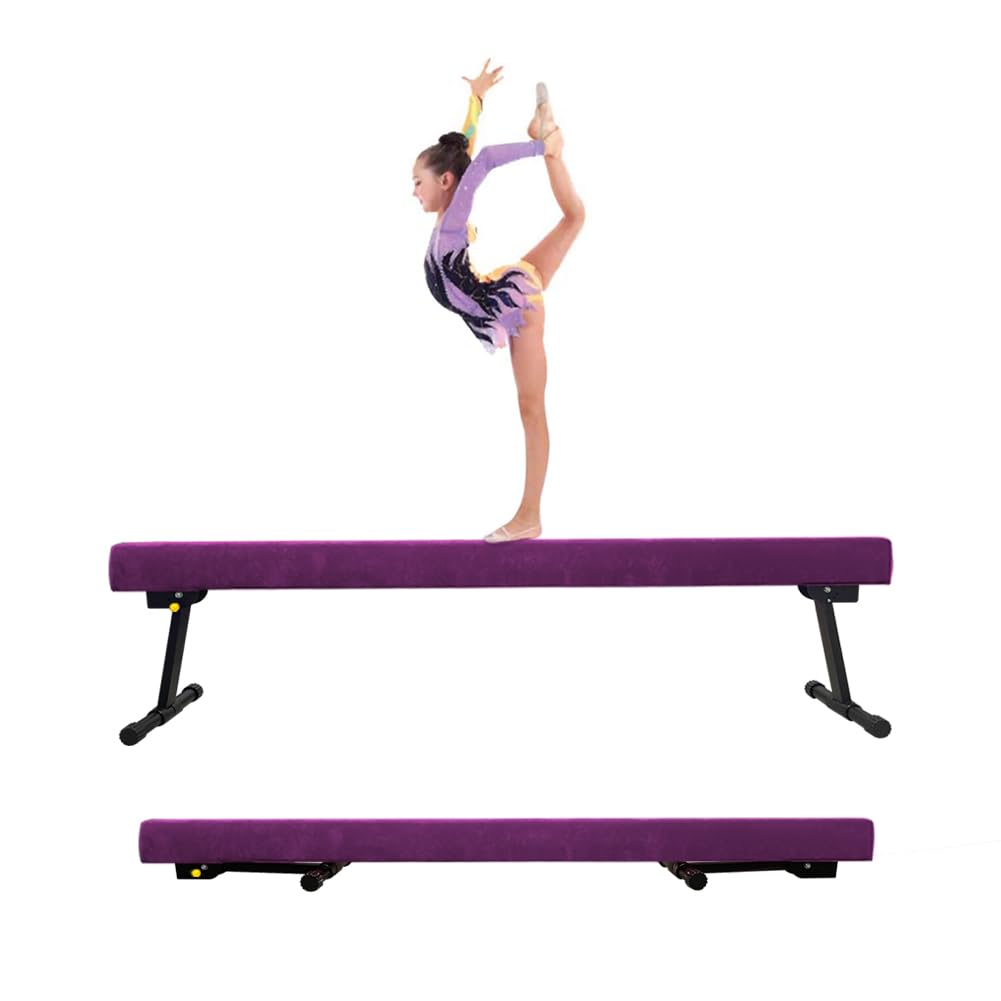 Photo 1 of GBVUGY Adjustable&Foldable Gymnastics Balance Beam,8FT High-Low Level Floor Gymnastic Beam,No Tool Require, Gym Equipment for for Kids Children Girls Home Training
