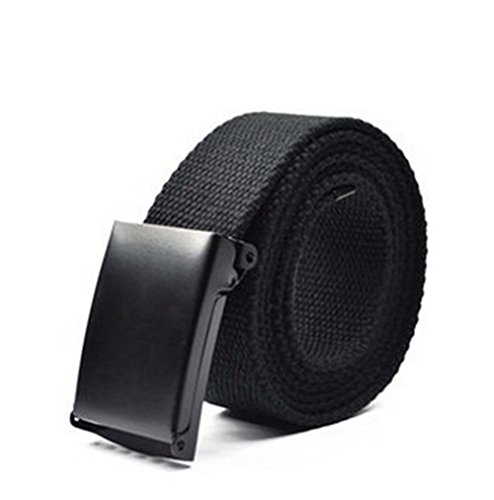 Feesy Black Unisex Canvas Adjustable Military Waist Web Belt / Strap with Slider Buckle with KLOUD City cleaning cloth
