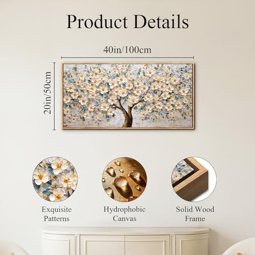 SERIMINO Modern Living Room Decoration Frames, Large Decorative Canvas, Decorative Prints Tree of Life, Flower Paintings, Nature Room, Bedroom, Dining Room, Hallway, 50 x 100 cm