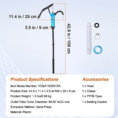 VEVOR Drum Pump, 9.5 Oz. Per Stroke, LeverAction Barrel Pump, Fits 5