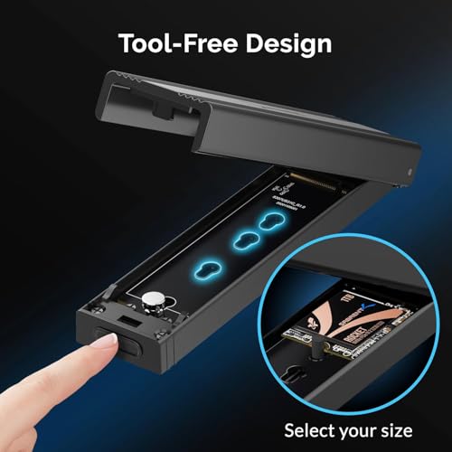 SABRENT M.2 NVMe Enclosure, 10Gbps Tool-Free SSD NVME PCIe SSD Enclosure USB C 3.2 Gen 2 M.2 Enclosure Reader, PCIe NVMe Adapter, Support UASP Trim for 2280 2260 2242 2230 SSD with heatsink (EC-SNVE) | 10Gbps External SSD Enclosure, Reusable Thermal Pad, Compatible with 2230 2242 2260 2280 (EC-SNVE)