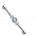 PIERCE ME Aqua Three CZ Centered Multi Paved Circle 316L Stainless Steel Industrial Barbell 14G 1&1/2