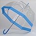 Umbrella Clear Bubble Dome, Rain, Galleria Umbrellas for Kids, Men and Woman (Blue Trim, One Size)