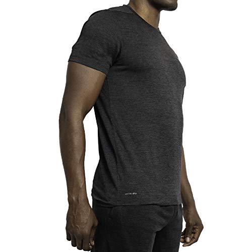 Alive Men's Tee Shirt Active Quick Dry Workout Short Sleeve Shirts Crew Neck (Black Heather, X-Large) - Thumbnail 2