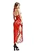 DarlingLove Women's Halter See Through Red Lace Long Gown Slit Lingerie Nighties