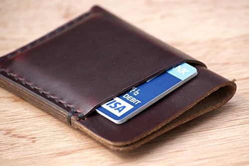 Leather Card Holder, Minimalistic Leather Wallet, Leather Card Wallet, Chromexcel Wallet, Horween Slim Leather Wallet, Burgundy Chromexcel