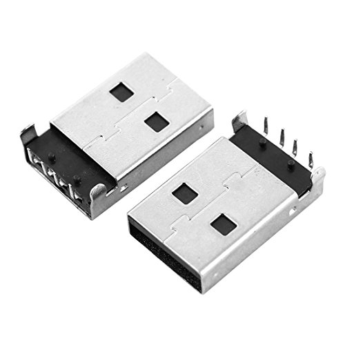 uxcell 20 Pcs USB Male Type A Port Right Angle 4 Pin DIP Jack Socket Connector